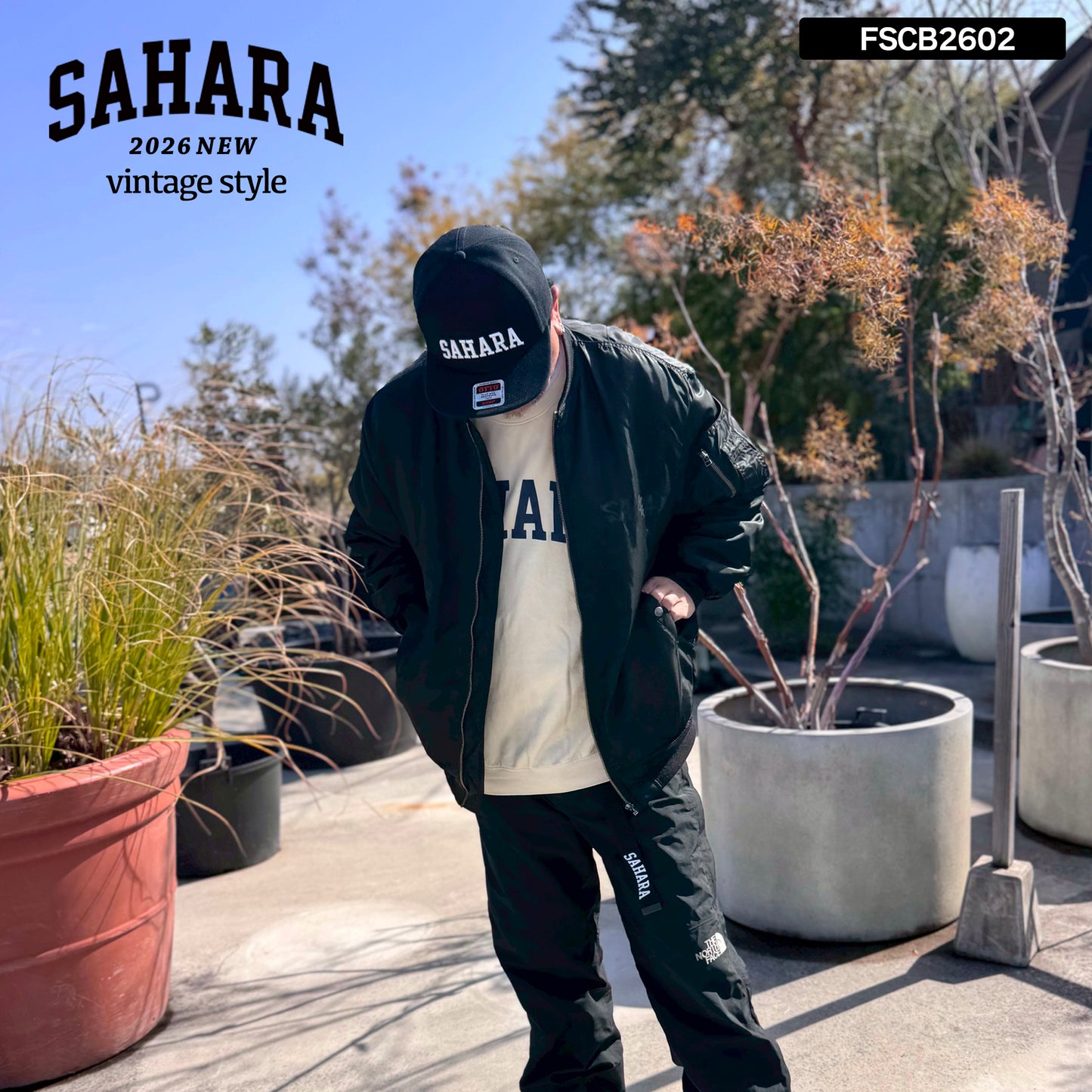 【 受注販売 】FieldSAHARA 2026 NEW オリジナルフラットキャップ ALL BLACK - FieldSAHARA
