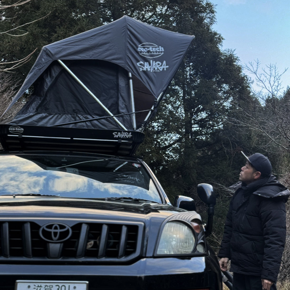 FieldSAHARA × eco-tech コラボルーフテント T-10S ワンタッチ BLACK EDITION - FieldSAHARA