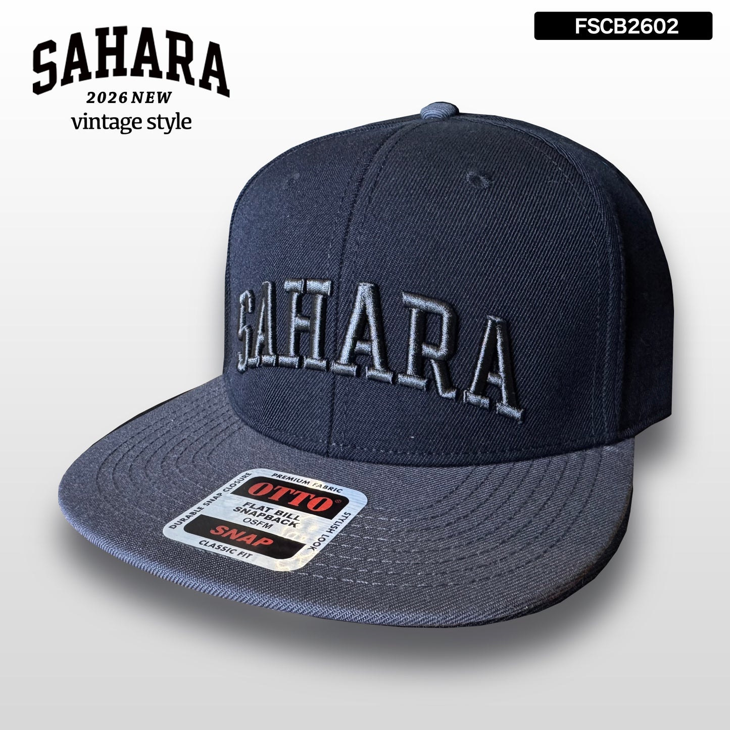 【 受注販売 】FieldSAHARA 2026 NEW  オリジナルフラットキャップ BLACK × GRAY - FieldSAHARA