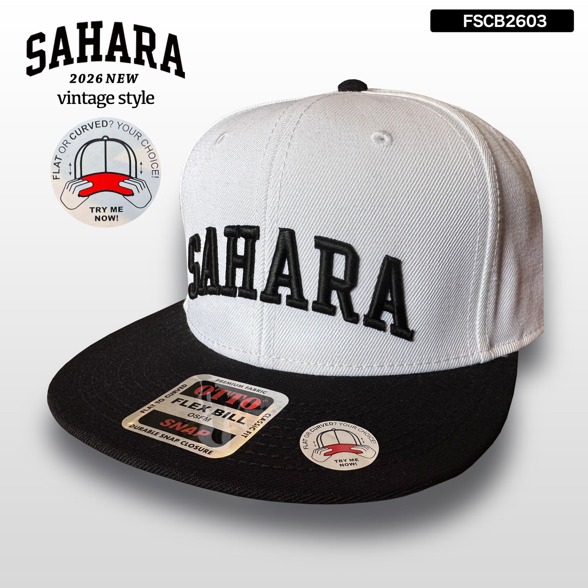 【 受注販売 】FieldSAHARA 2026 NEW  オリジナルフラットキャップ  WHITE × BLACK - FieldSAHARA