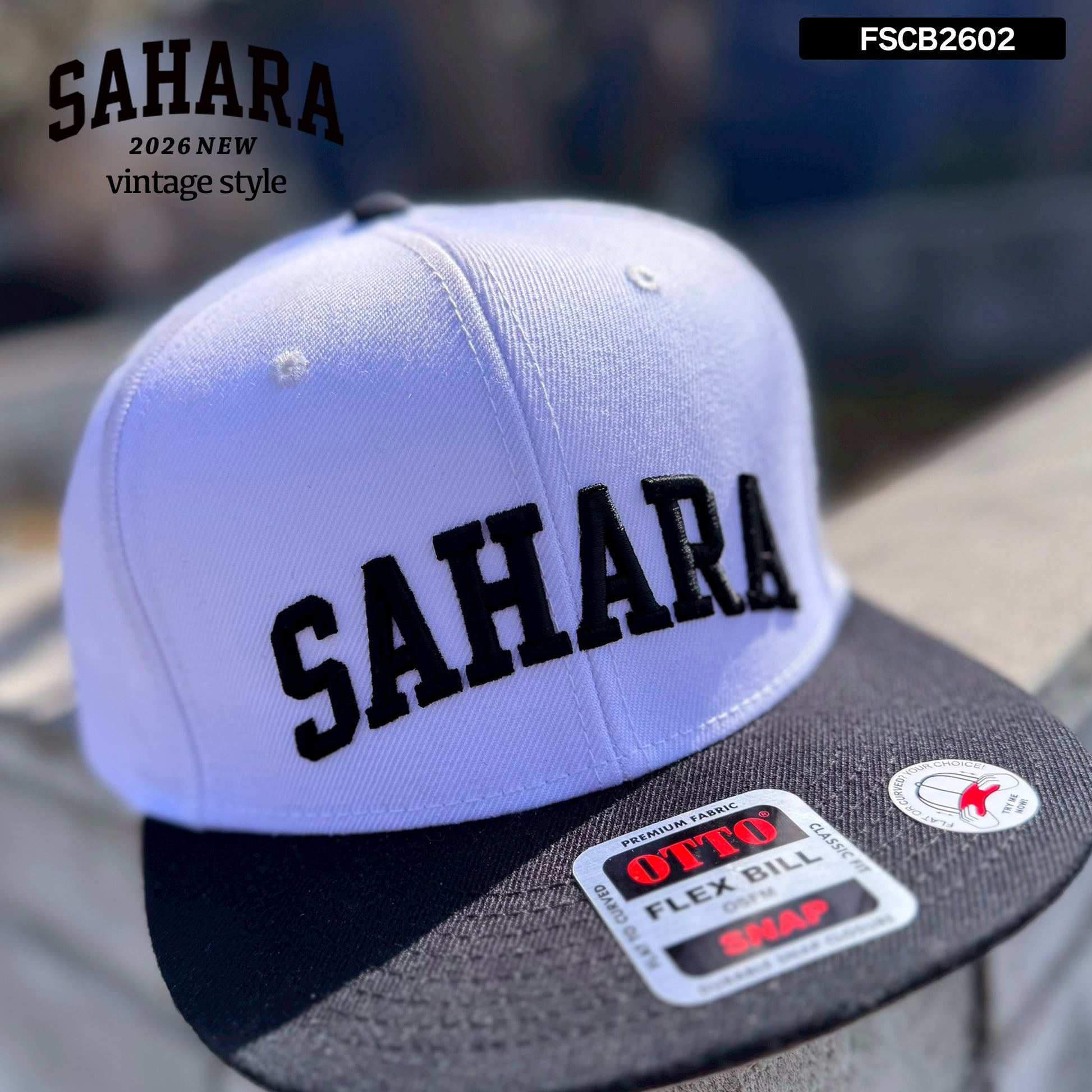 【 受注販売 】FieldSAHARA 2026 NEW  オリジナルフラットキャップ  WHITE × BLACK - FieldSAHARA