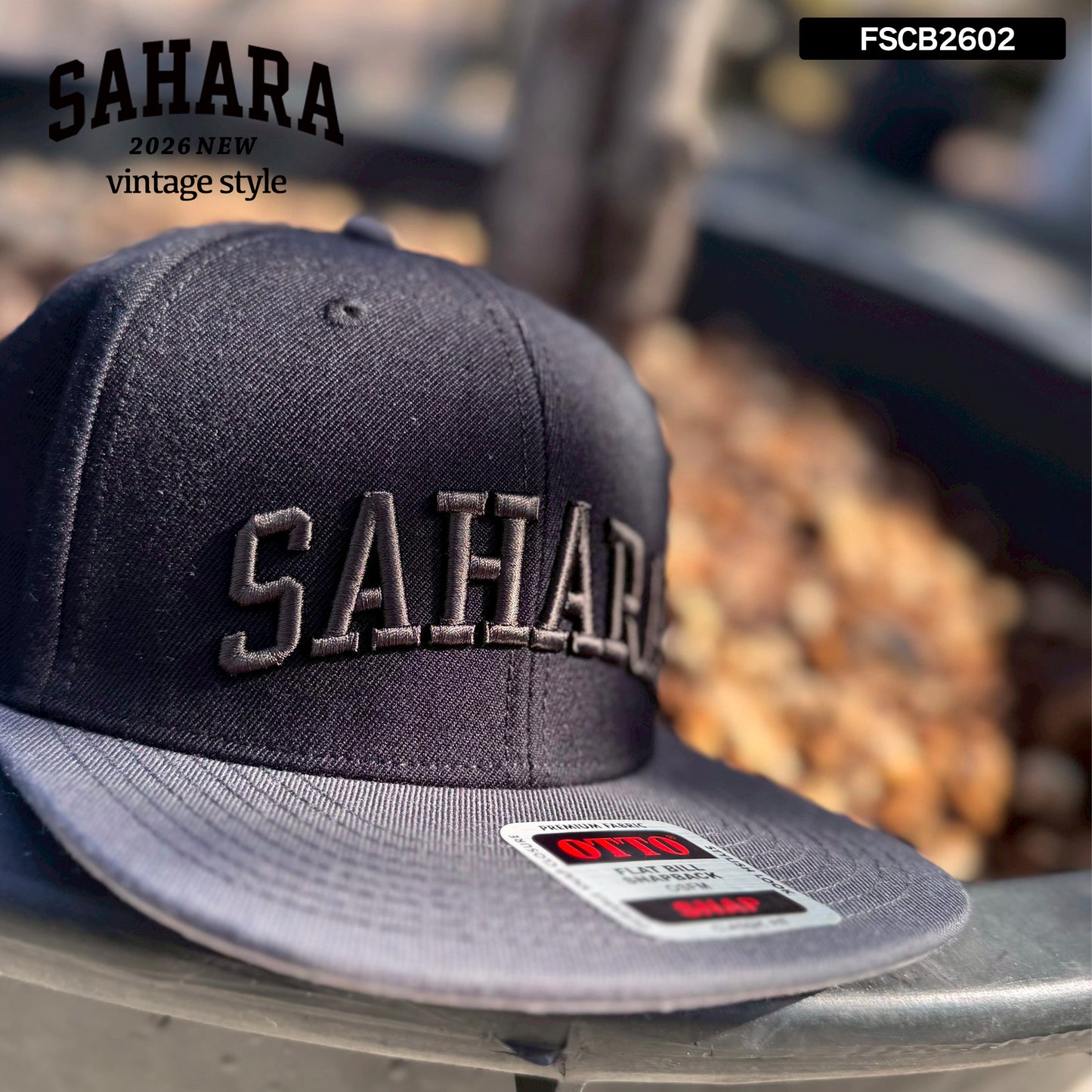 【 受注販売 】FieldSAHARA 2026 NEW  オリジナルフラットキャップ BLACK × GRAY - FieldSAHARA