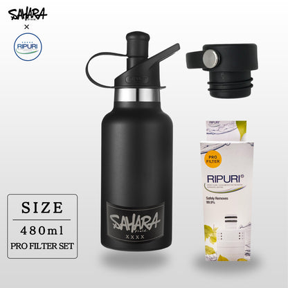 RIPURI×fieldSAHAR コラボ 【高性能】【高機能】携帯浄水器 480ml - FieldSAHARA